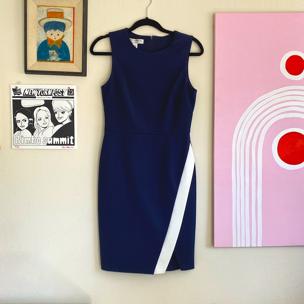 Navy dress with slit